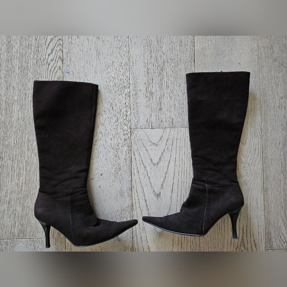 Boucherel Women's Brown Suede Small Heel Boots Size 38( 8 US)